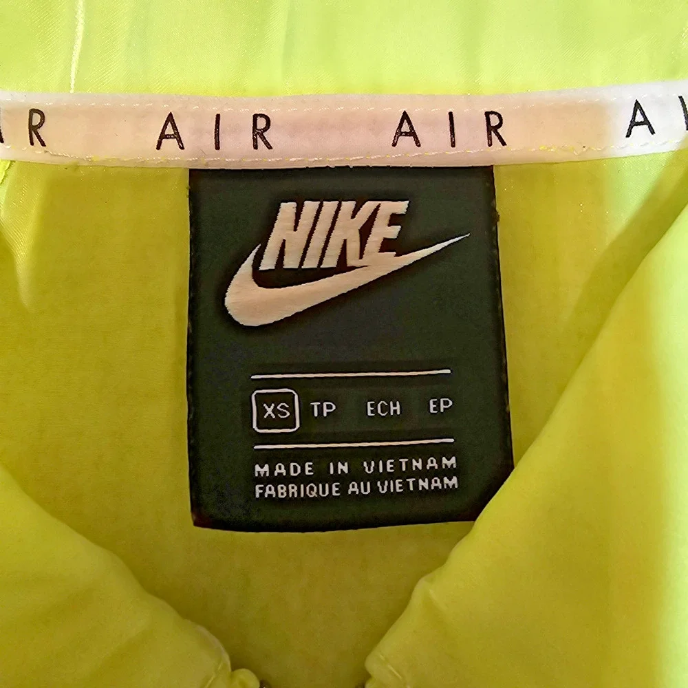Nike Air Neon Volt Sheer Zip Windbreaker Jacket Drawstring Cropped Womens XS